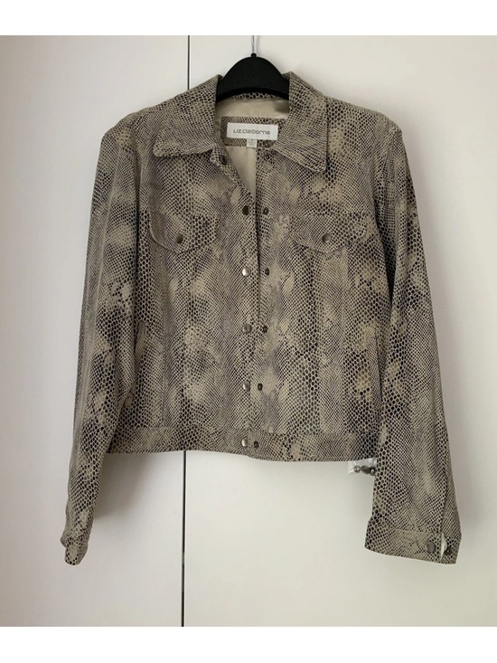 Liz Claiborne Jackets & Blazers - Liz Claiborne Beige Snake-Print Leather Jacket